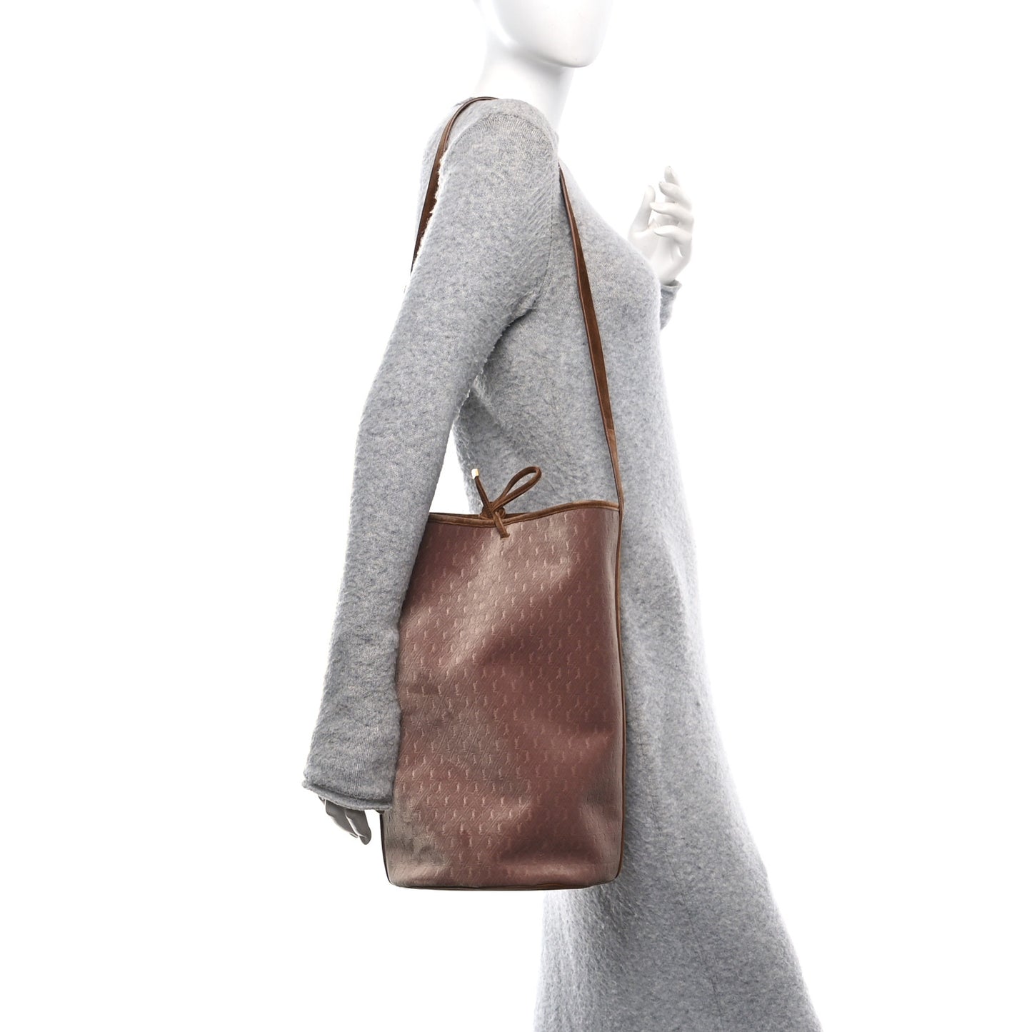 Velvet Suede Le Monogramme Bucket Bag Warm Tan Red Cigar