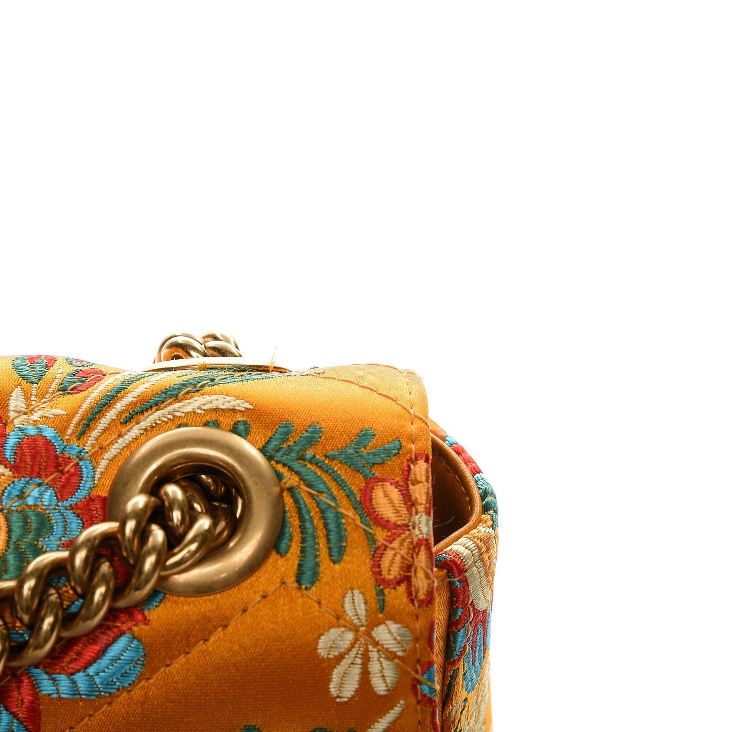 Jacquard Matelasse Floral Medium GG Marmont Shoulder Bag Yellow