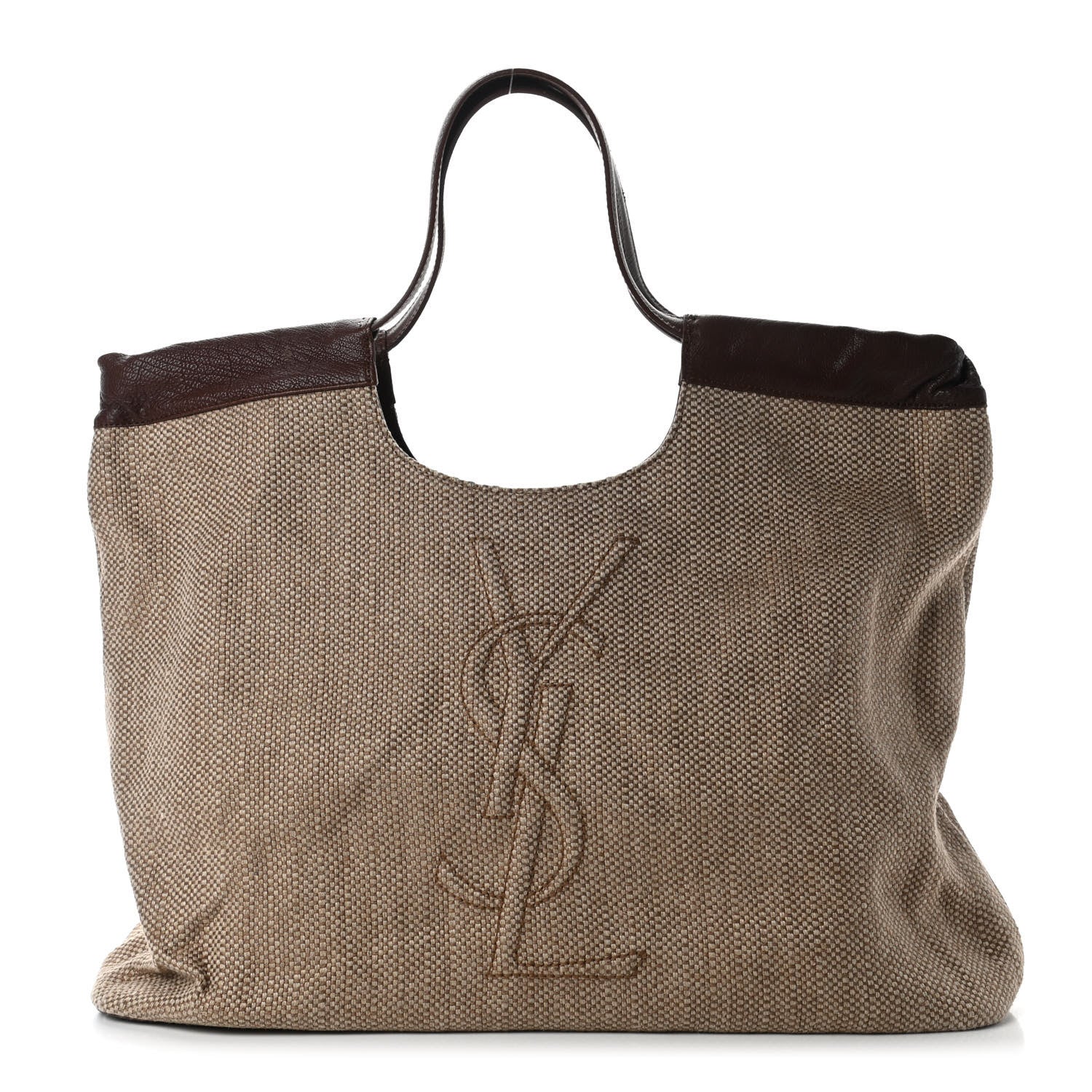 Saint Laurent Linen Belle de Jour Cabas Tote Brown 1 of 4