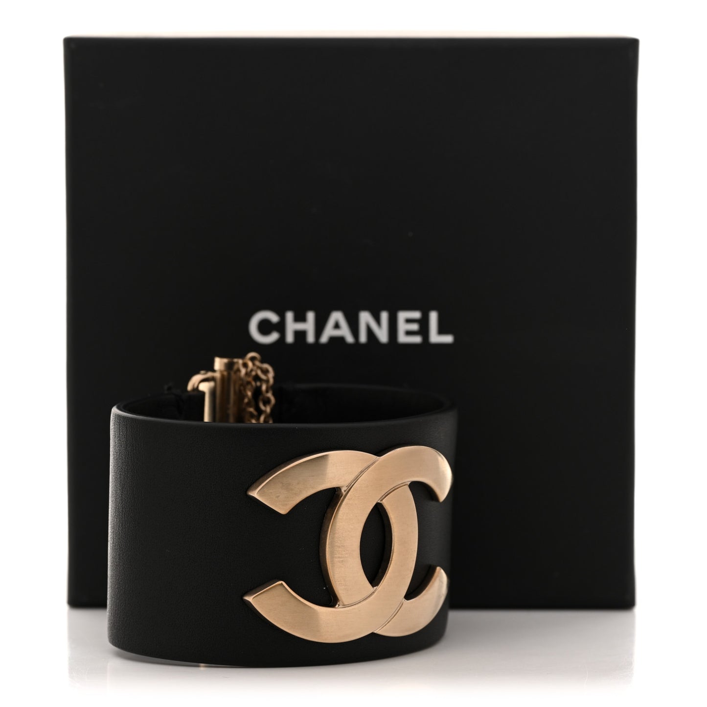 Calfskin CC Wide Cuff Black Gold