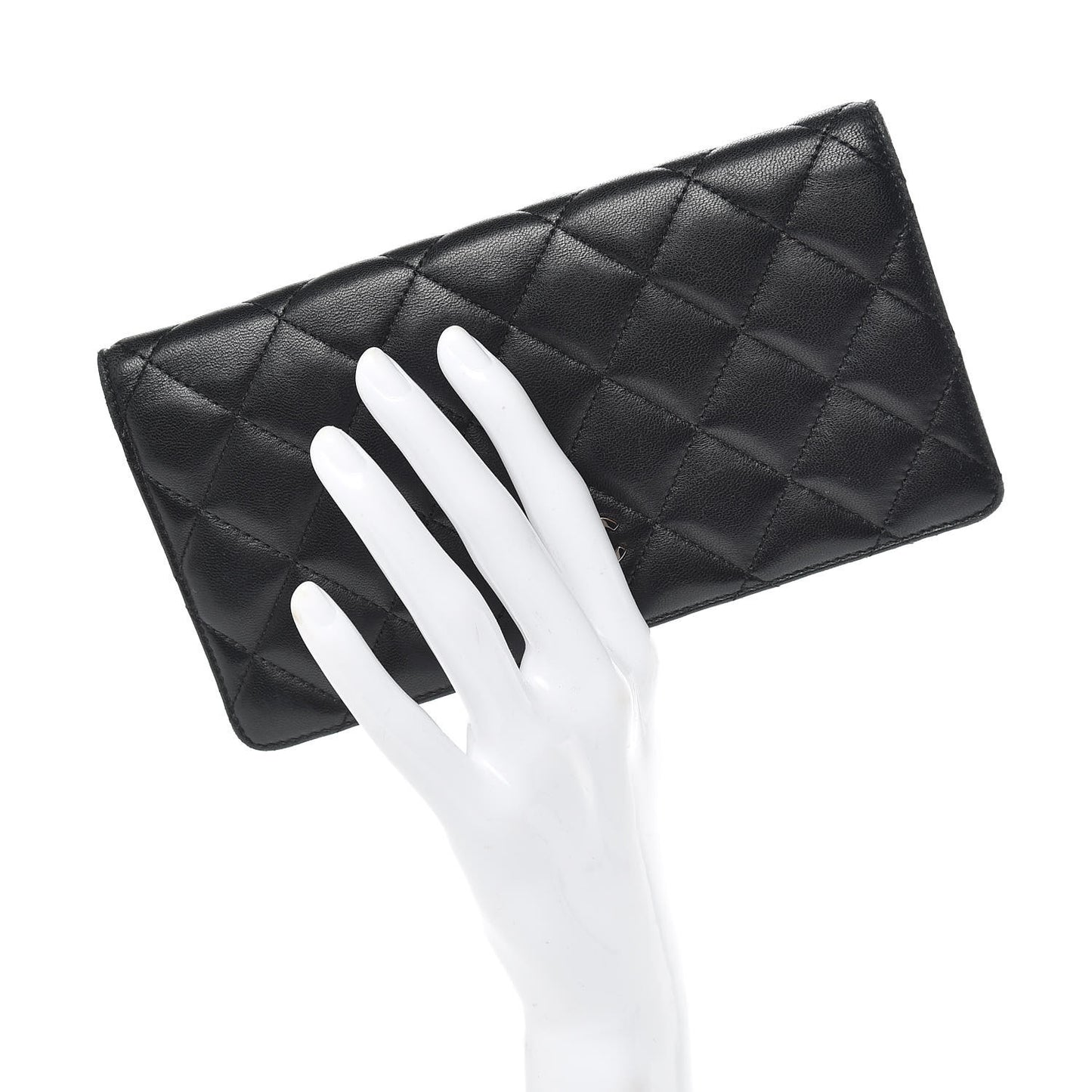 Lambskin Quilted Yen Wallet Black