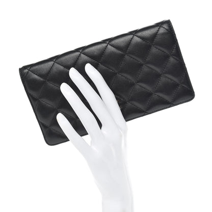 Chanel Lambskin Quilted Yen Wallet Black 2 of 16