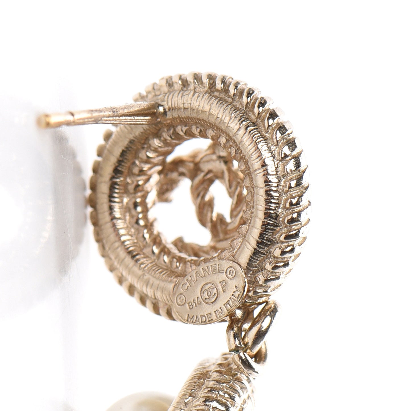 Pearl CC Drop Earrings Gold