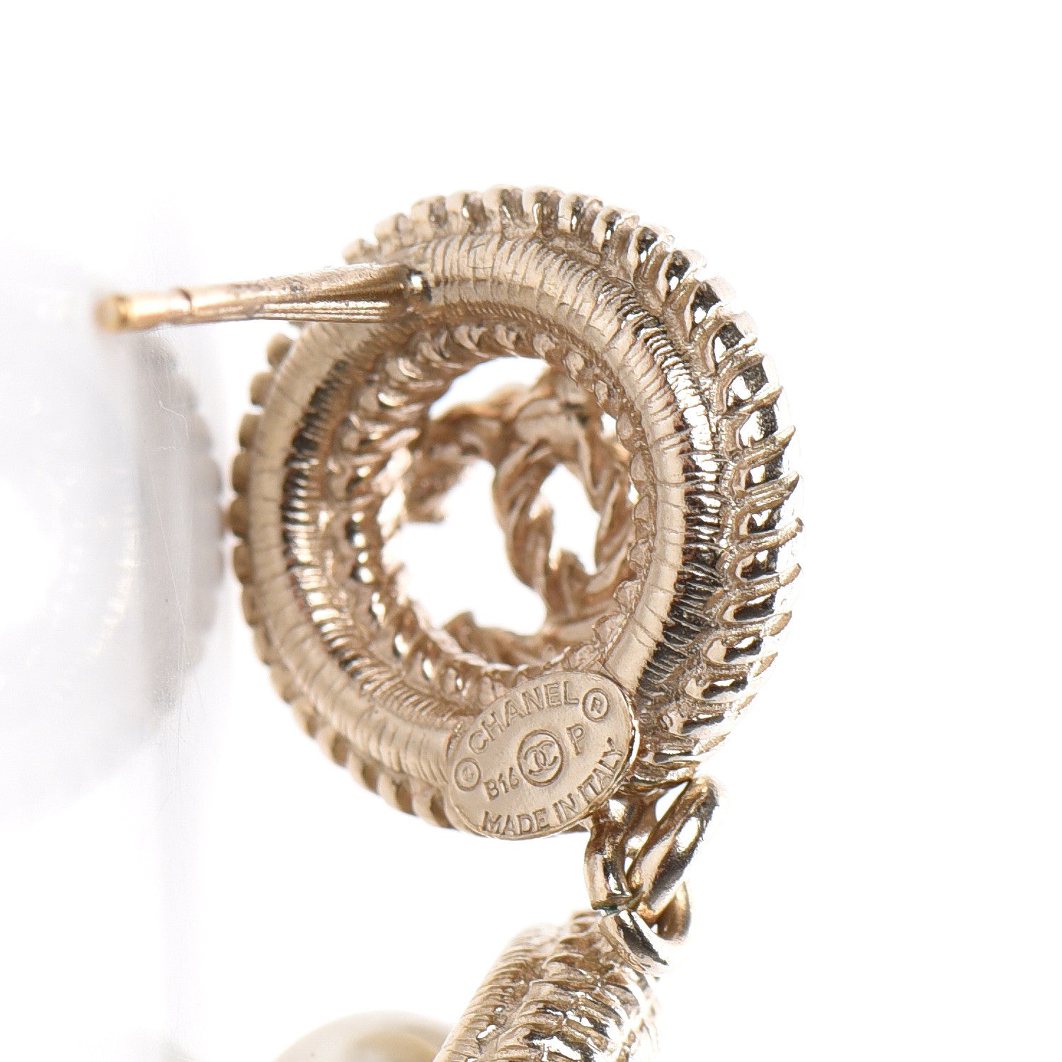 Chanel Pearl CC Drop Earrings Gold 4 of 4