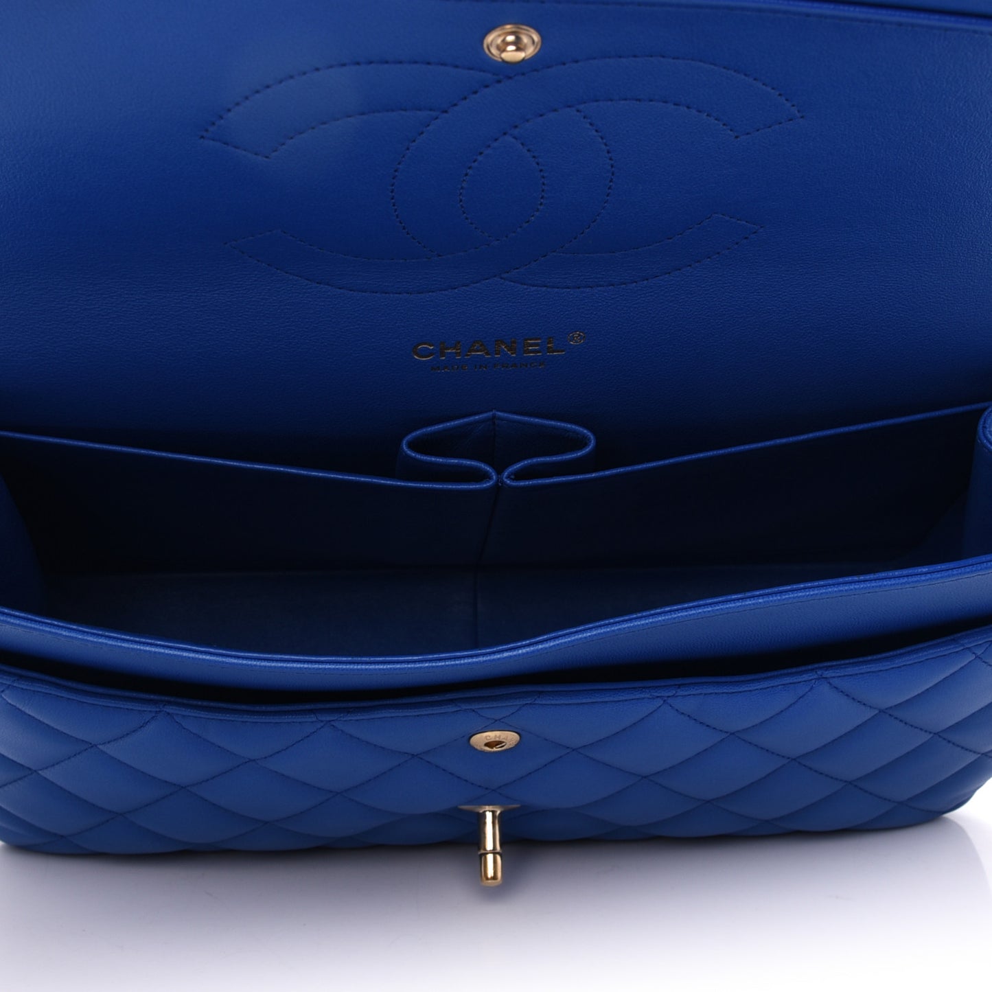 Lambskin Quilted Jumbo Double Flap Blue