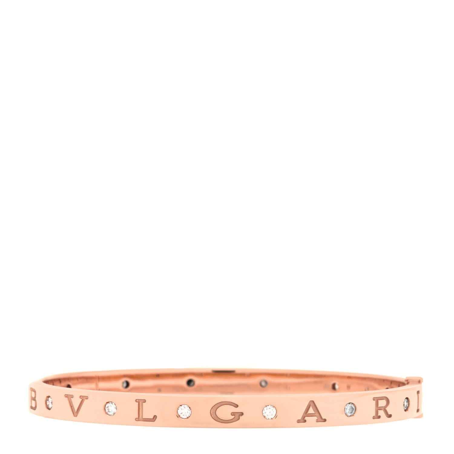 Bulgari 18K Rose Gold 12 Diamond B.Zero1 Essential Bangle Bracelet M 2 of 3