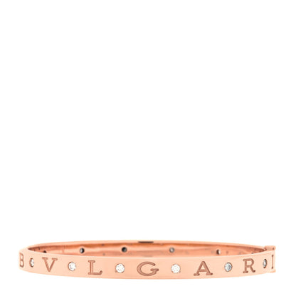 Bulgari 18K Rose Gold 12 Diamond B.Zero1 Essential Bangle Bracelet M 2 of 3