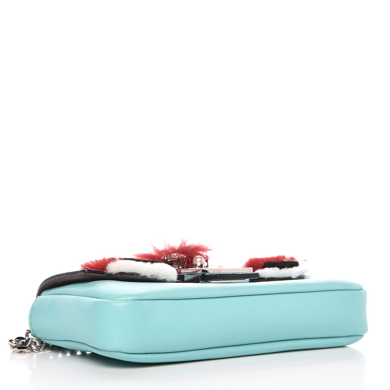 Fendi Nappa Rabbit Fox Fur Micro Buggie Baguette Tiffany 5 of 8