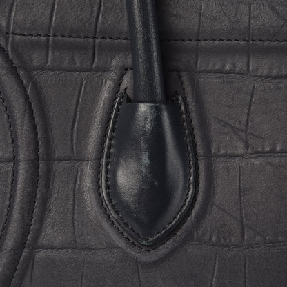 Celine Crocodile Embossed Nubuck Medium Phantom Luggage Navy 19 of 24