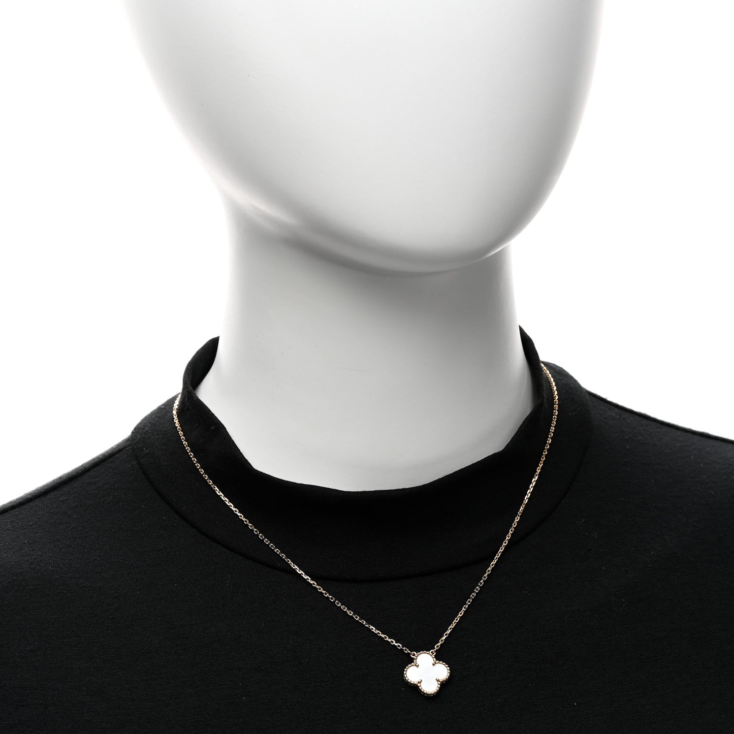18K Yellow Gold Mother of Pearl Vintage Alhambra Pendant Necklace