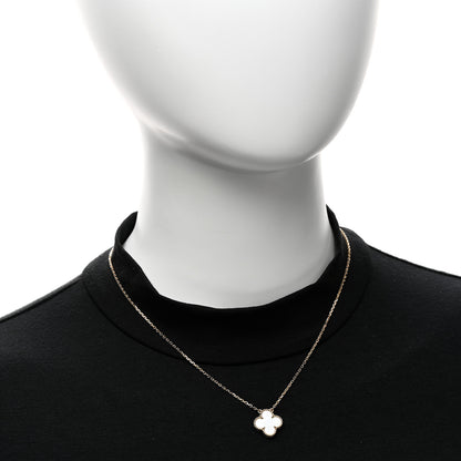 Van Cleef & Arpels 18K Yellow Gold Mother of Pearl Vintage Alhambra Pendant Necklace 2 of 5