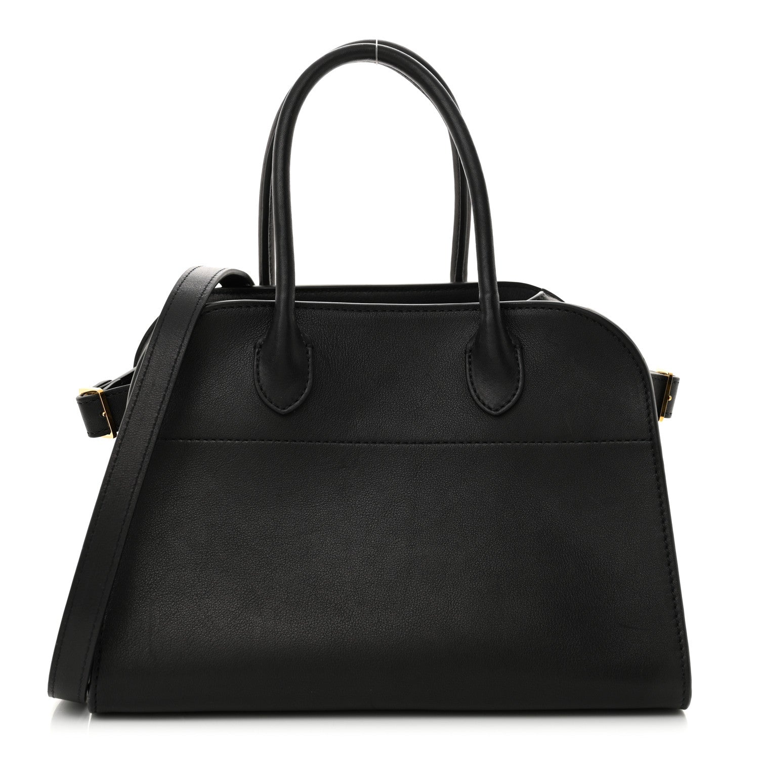 The Row Polished Saddle Calfskin Soft Margaux 10 Bag Black 1 of 9