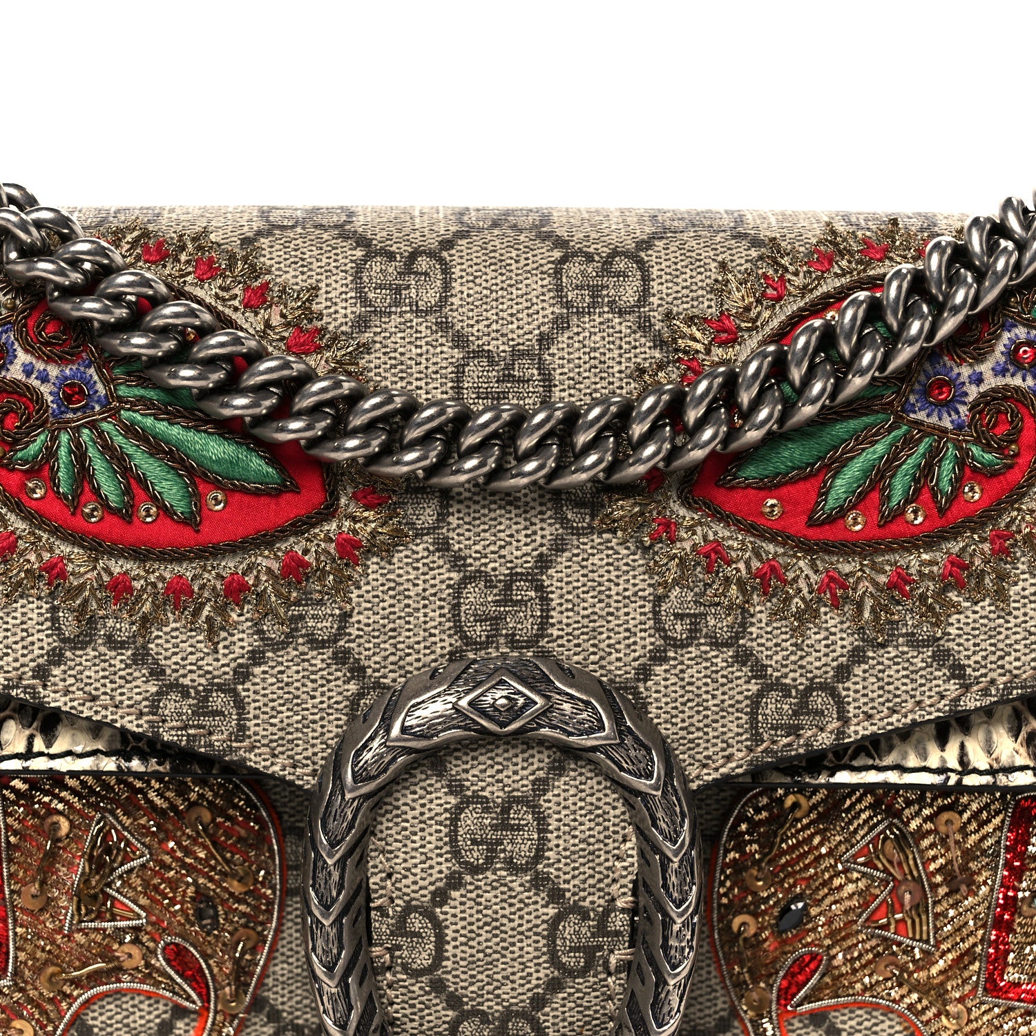 Gucci GG Supreme Monogram Elaphe Elephant Embroidered Small Dionysus Shoulder Bag 9 of 11