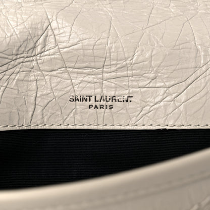 Saint Laurent Crinkled Calfskin Matelasse Monogram Baby Niki Chain Satchel White 8 of 15