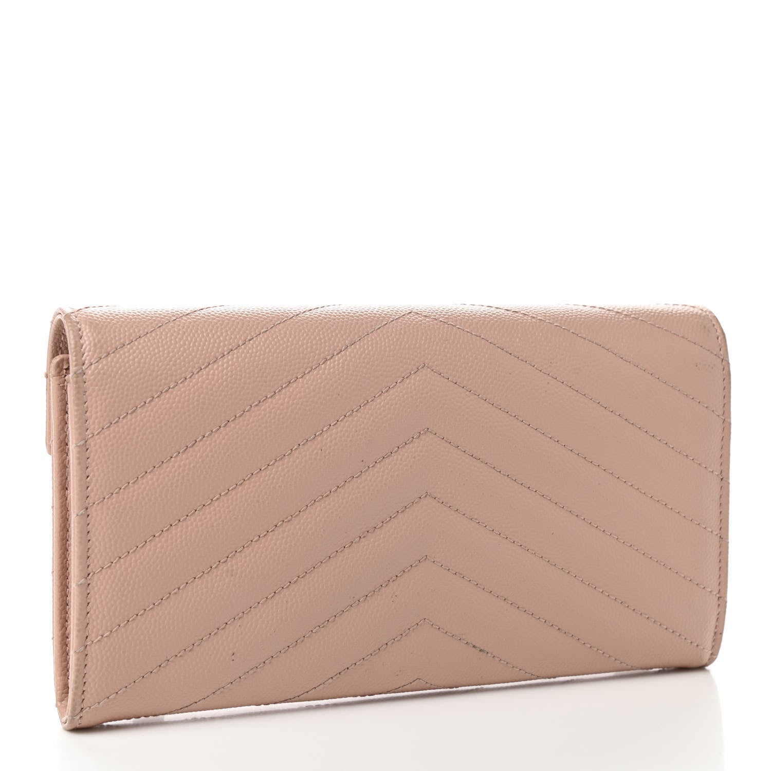 Saint Laurent Grain De Poudre Matelasse Chevron Monogram Flap Wallet Pale Pink 2 of 10