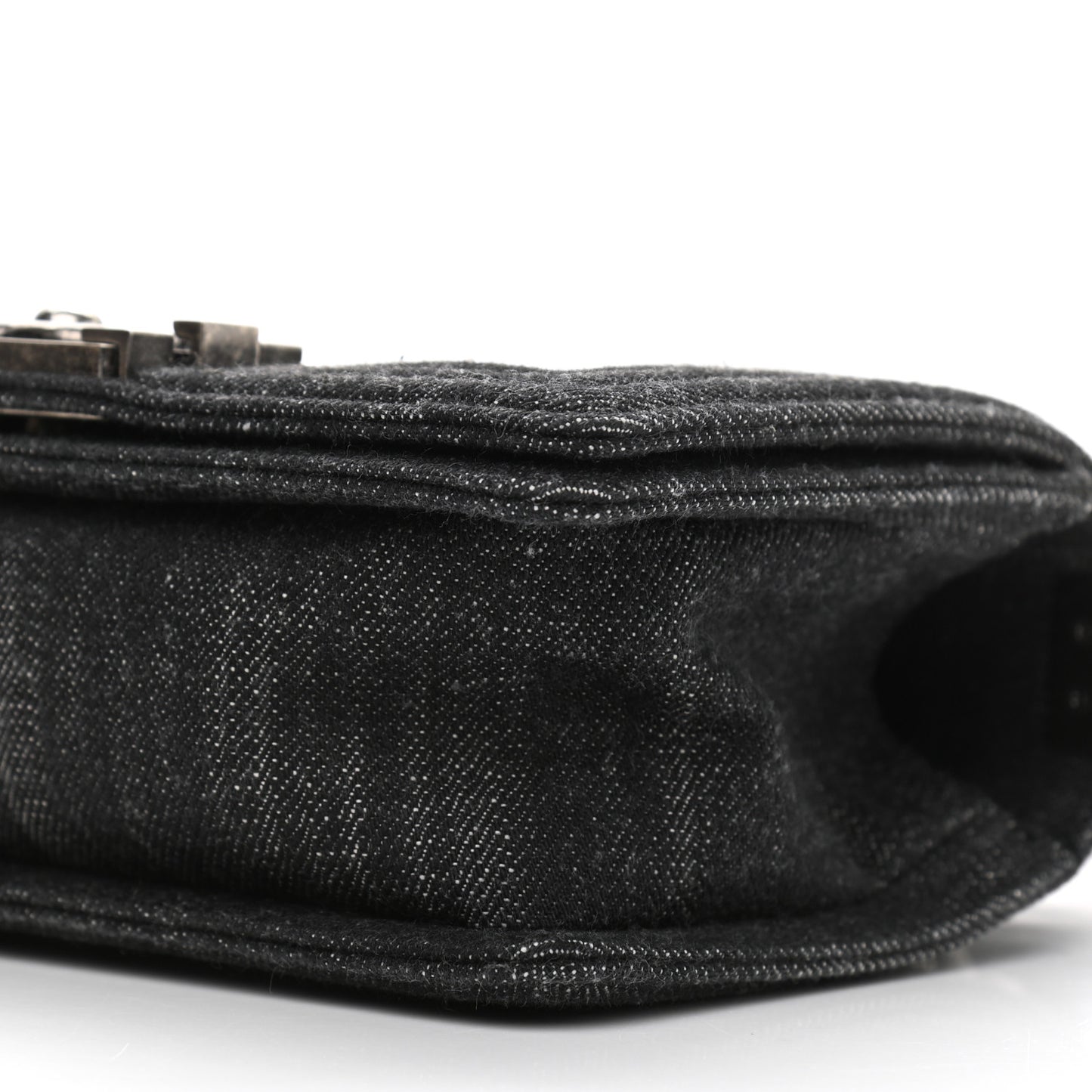 Denim Quilted Small Boy Flap Black