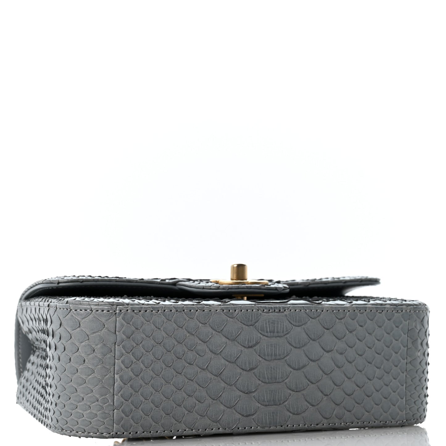 Snakeskin Mini Rectangular Flap Grey