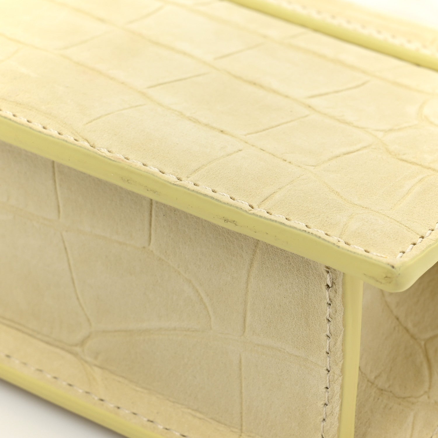 Jacquemus Calfskin Crocodile Embossed Le Chiquito Long Pale Yellow 12 of 14
