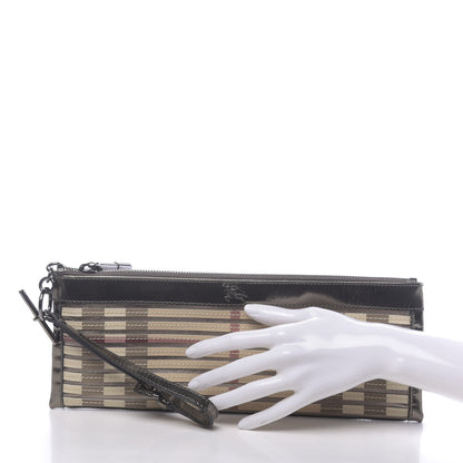 Burberry Metallic Patent Calfskin House Check Sliced Ashcombe Clutch 2 of 14