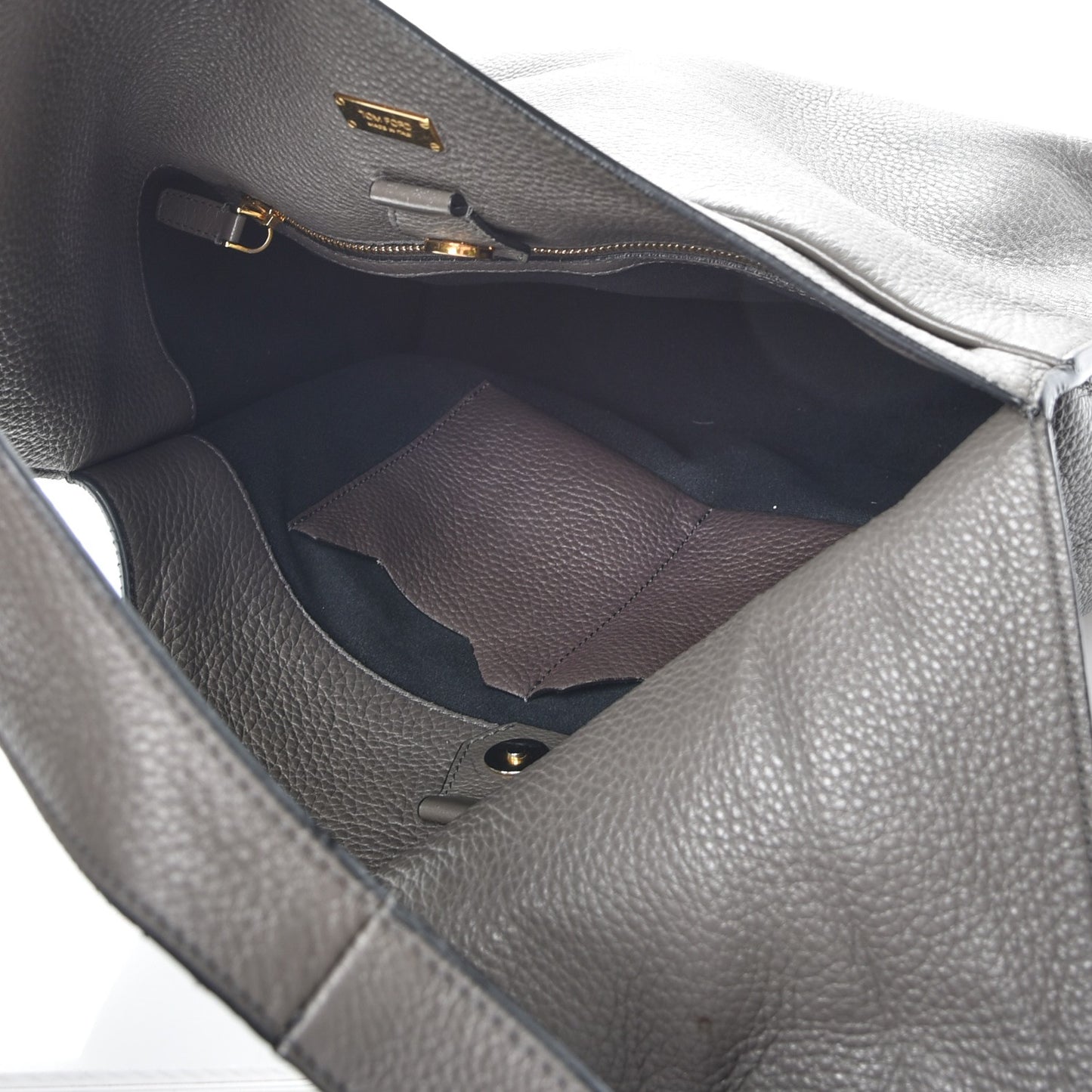 Pebbled Calfskin Alix Zip Hobo Dark Gray