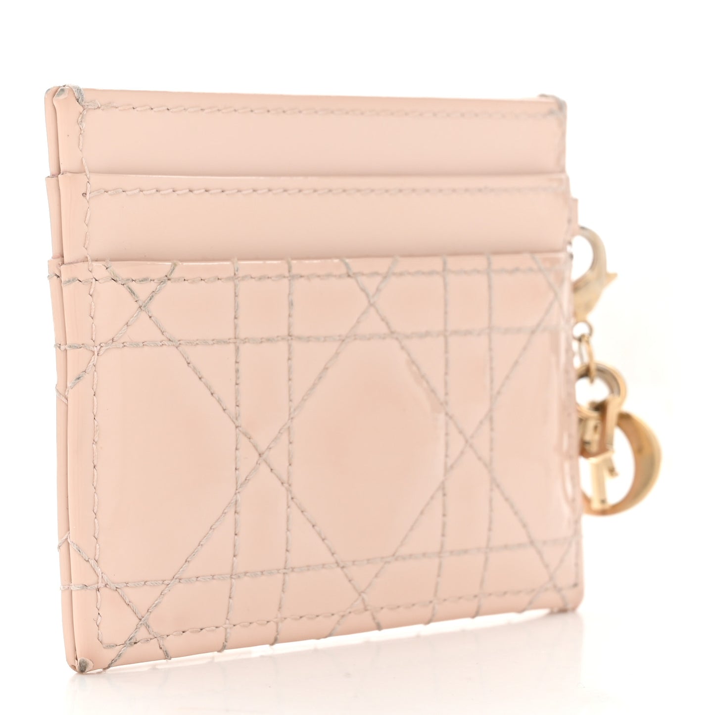 Patent Cannage Lady Dior Card Holder Powder Pink
