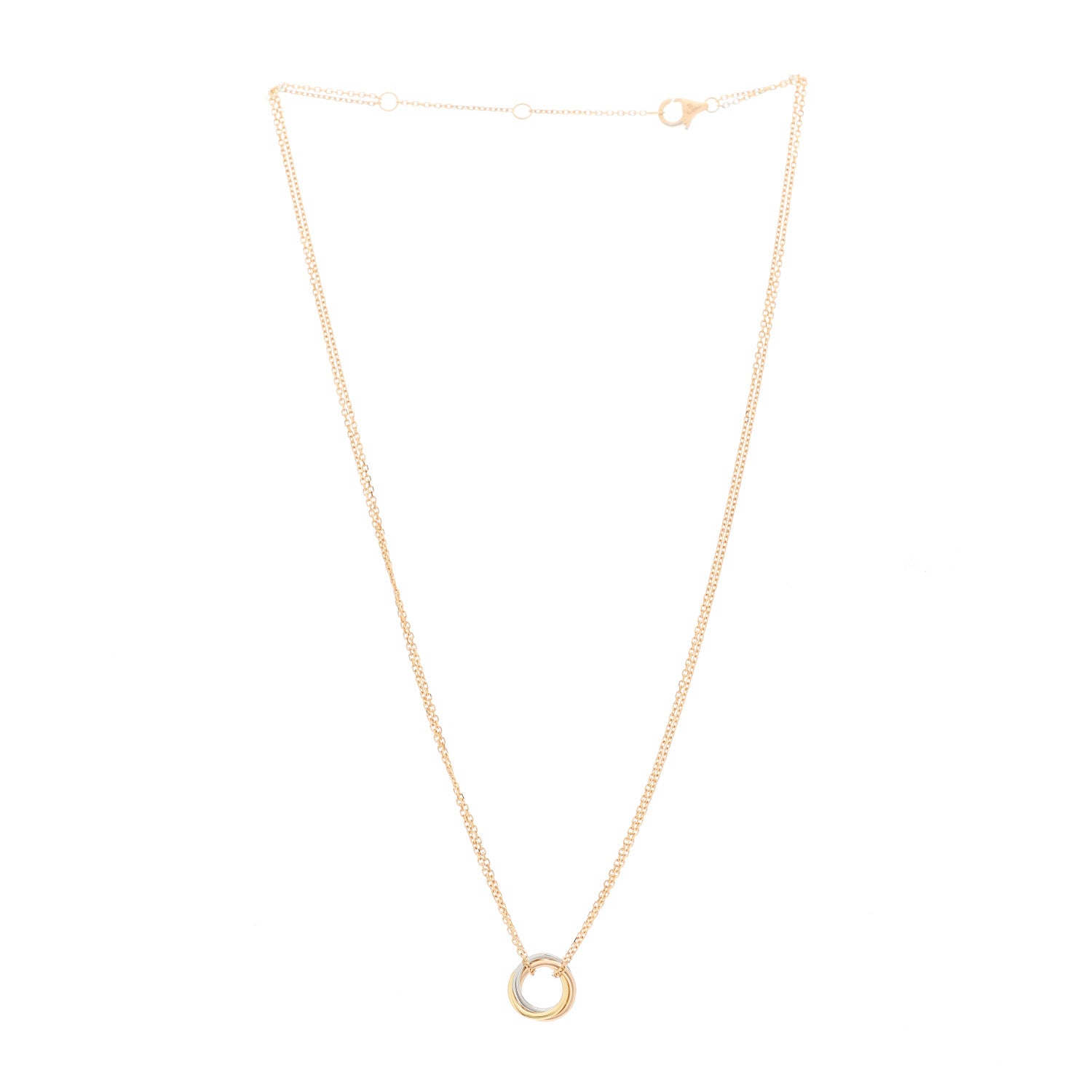 Cartier 18K Pink Yellow White Gold Trinity Double Chain Pendant Necklace 3 of 5