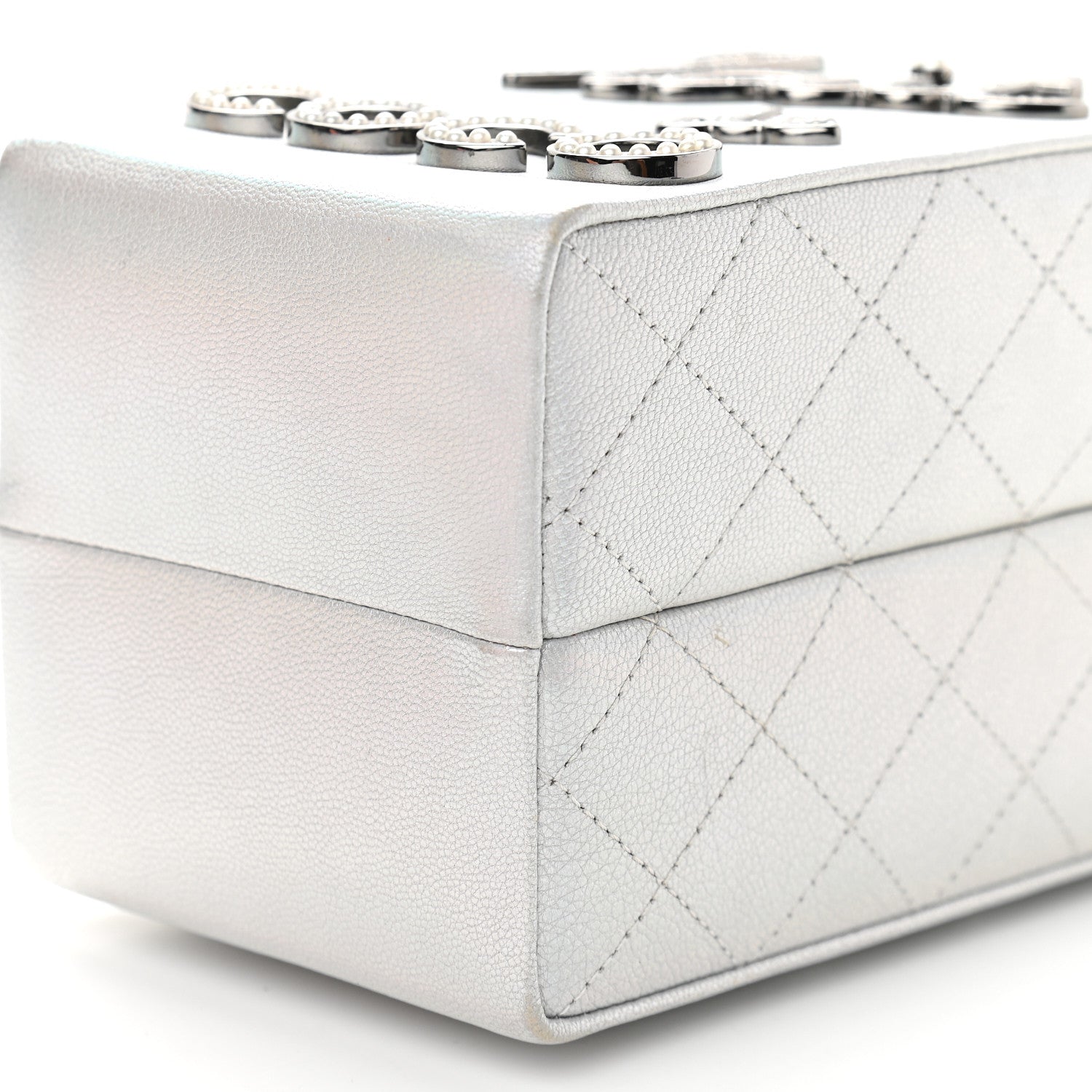 Chanel Metallic Goatskin Lait de Coco Milk Carton Bag Silver 9 of 9