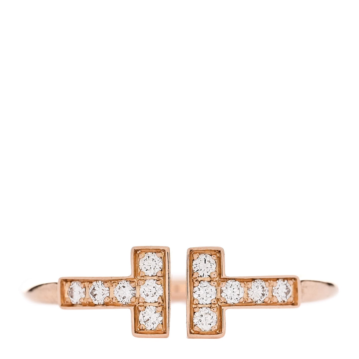 18K Rose Gold Diamond T Wire Ring 53 6.25