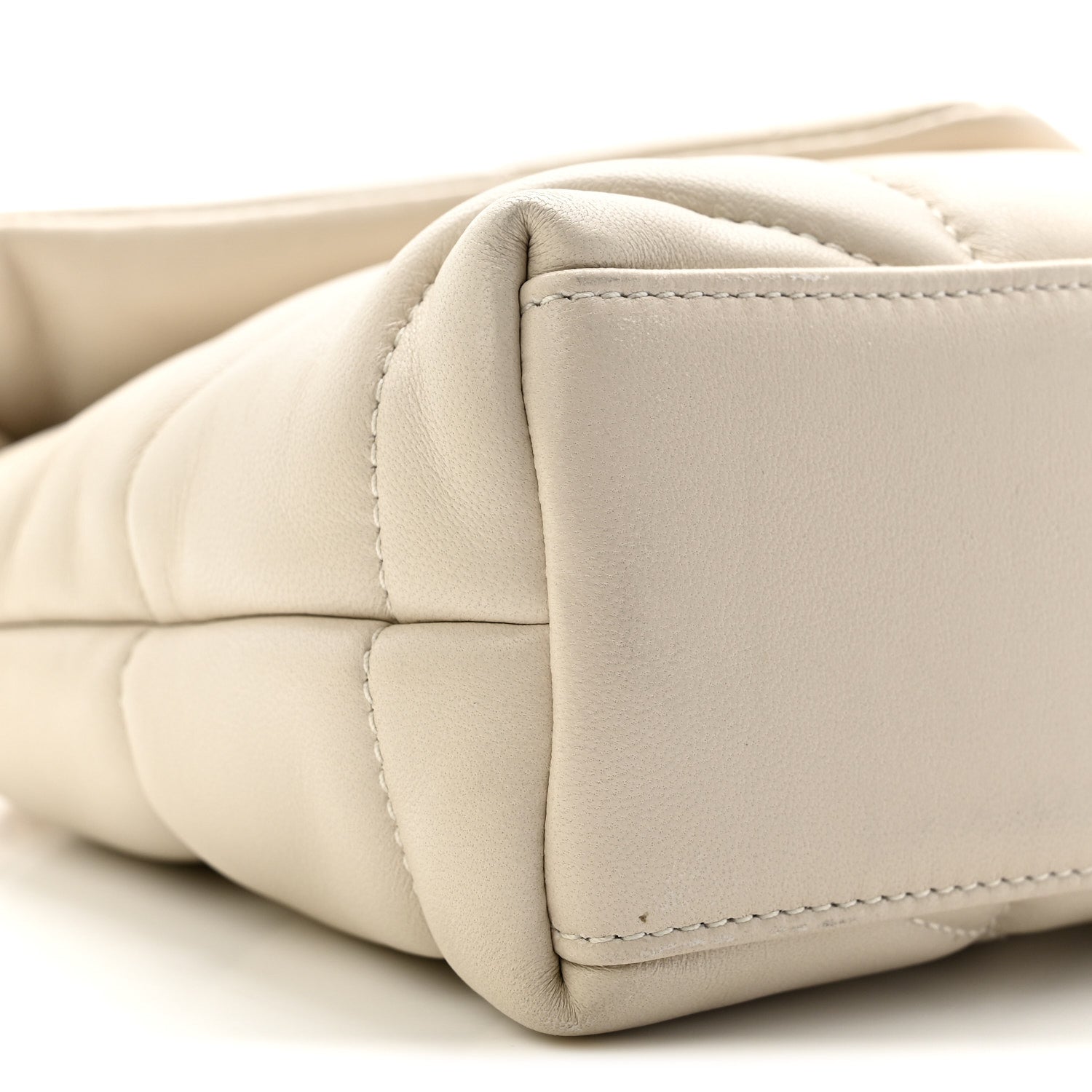 Saint Laurent Lambskin Quilted Toy Loulou Puffer Monogram Chain Satchel Blanc Vintage 9 of 10