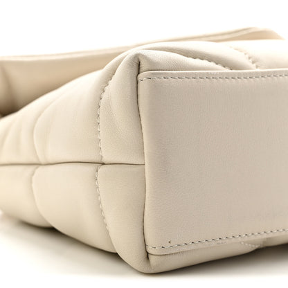 Saint Laurent Lambskin Quilted Toy Loulou Puffer Monogram Chain Satchel Blanc Vintage 9 of 10