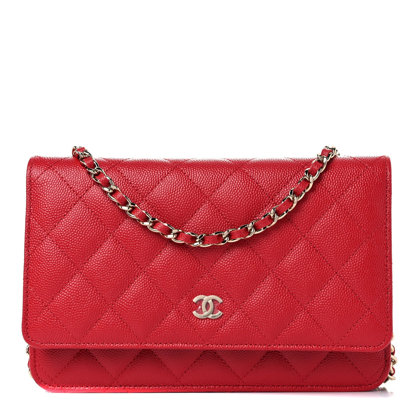 Caviar Quilted Wallet On Chain WOC Red
