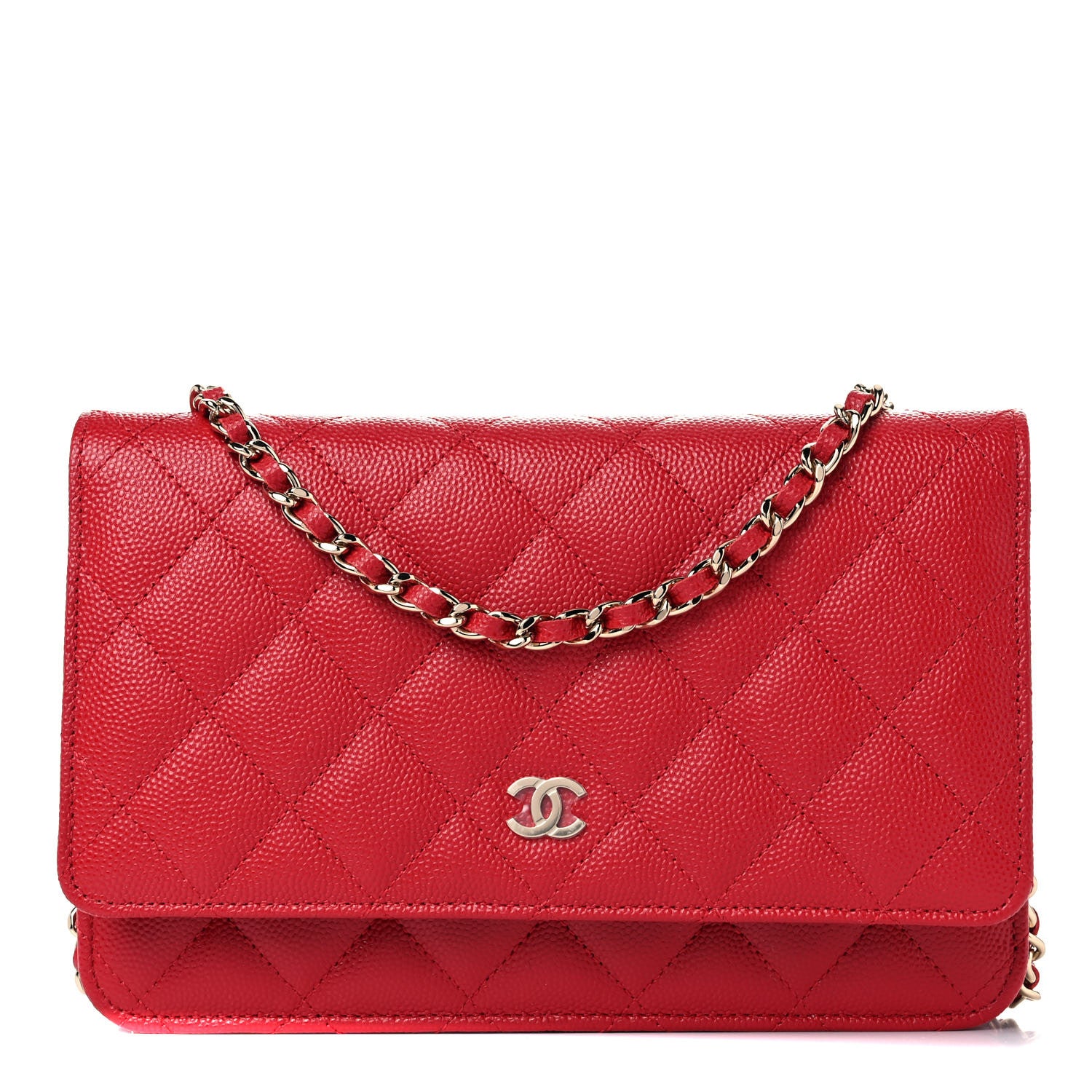 Chanel Caviar Quilted Wallet On Chain WOC Red 1 of 11