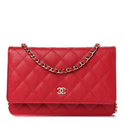 Chanel Caviar Quilted Wallet On Chain WOC Red 1 of 11
