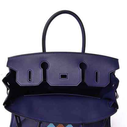 Hermes Swift Epsom Tressage Birkin 30 Bleu Encre Bleu Du Nord Gold 16 of 34