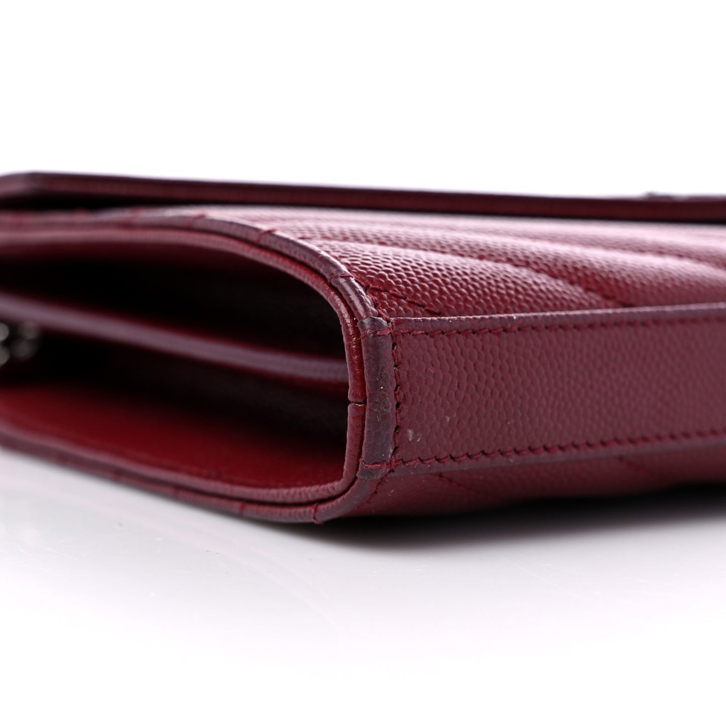 Grain De Poudre Matelasse Chevron Monogram Chain Wallet Palissandre