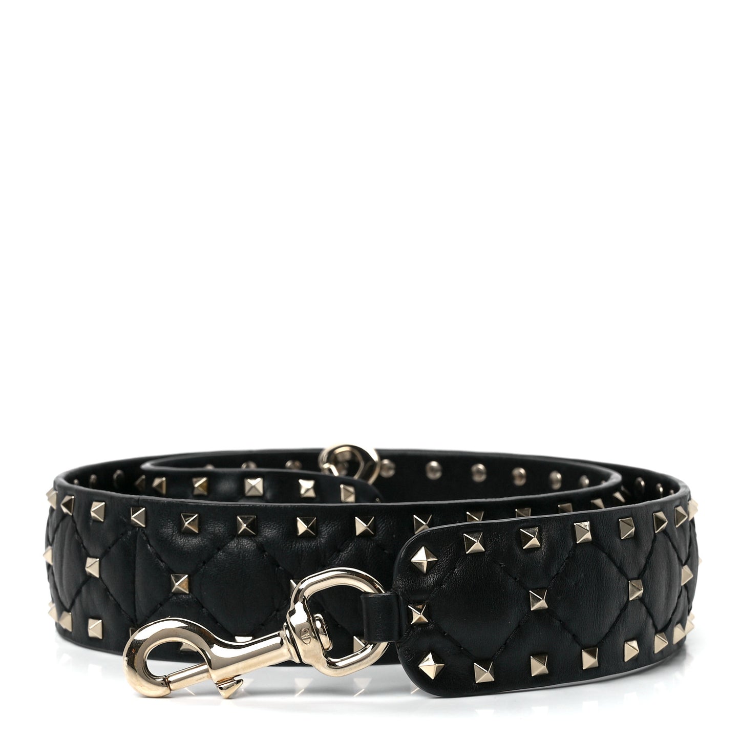 Lambskin Rockstud Spike Shoulder Strap Black