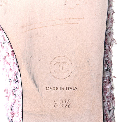 Chanel Tweed Grosgrain Cap Toe Ballerina Flats 38.5 Pink Black 4 of 4