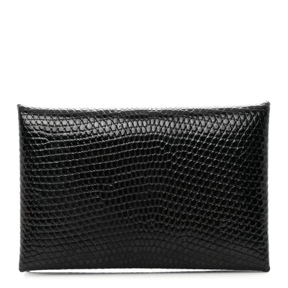 Hermes Lizard Calvi Card Case Black 1 of 7