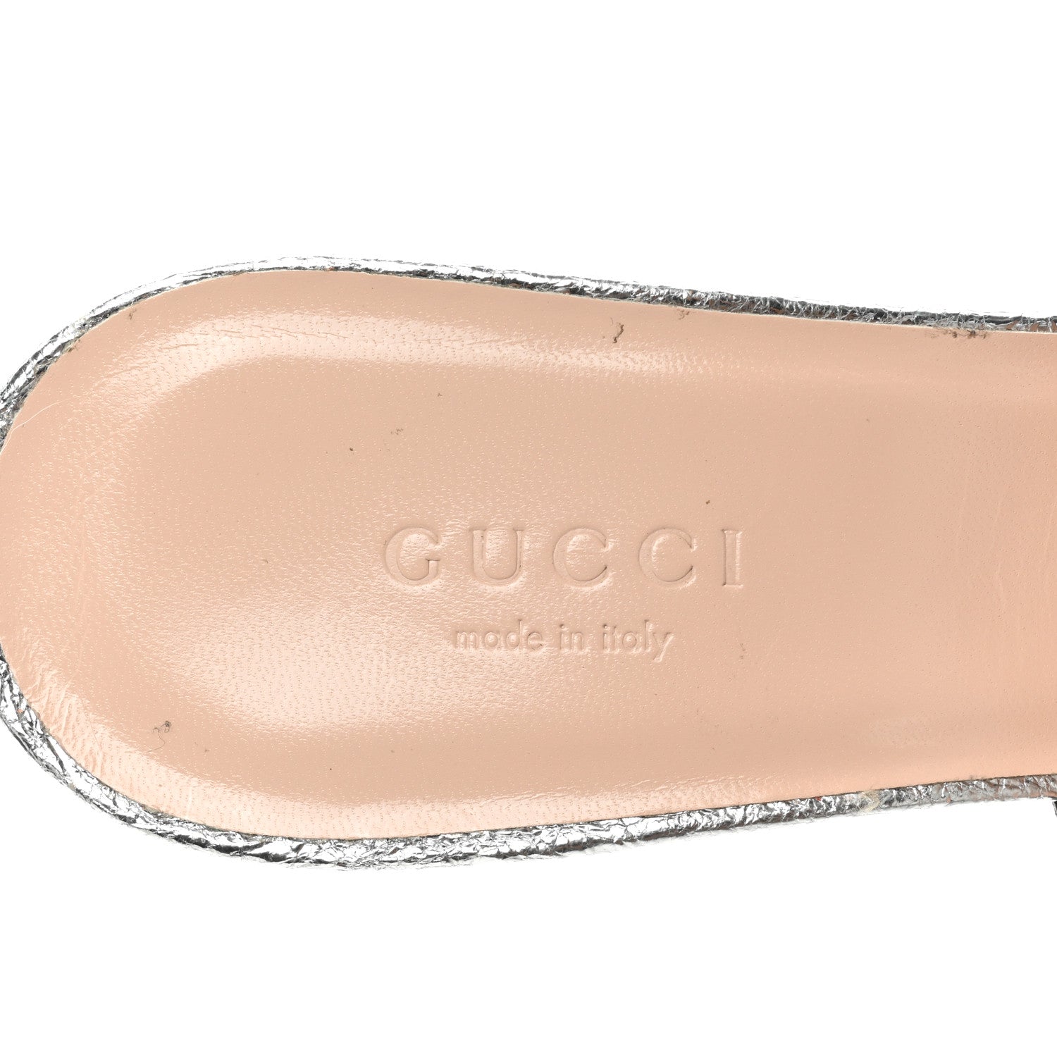 Gucci Galassia GG Marmont Fringe 75mm Slide Sandals 37.5 Argento 7 of 9