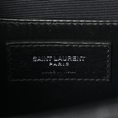 Saint Laurent Grain De Poudre Textured Mixed Matelasse Triquilt Medium Monogram Monochrome Satchel Black 6 of 10