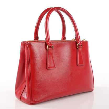Prada Saffiano Vernice Mini Double Zip Tote Rosso 3 of 9