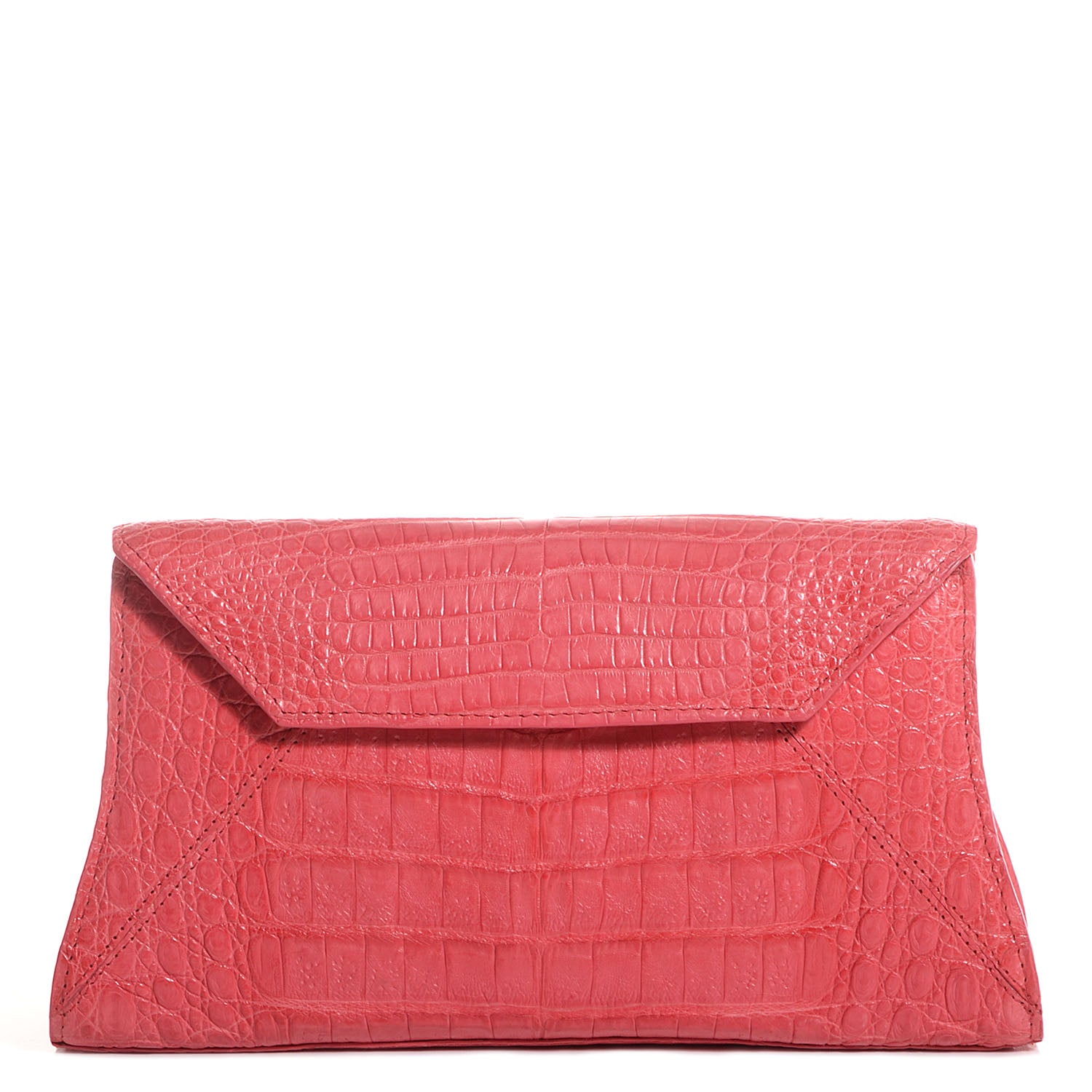 Nancy Gonzalez Crocodile Envelope Convertible Clutch Coral 1 of 8