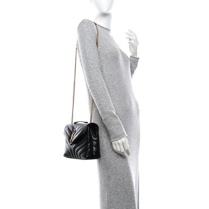 Saint Laurent Calfskin Y Quilted Monogram Small Loulou Chain Satchel Black 2 of 12