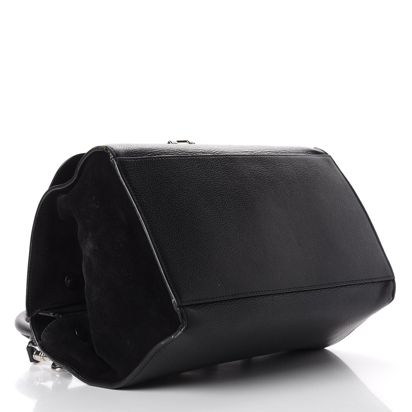 Drummed Calfskin Suede Large Trapeze Black