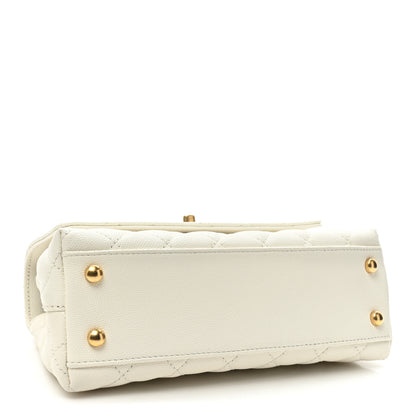 Chanel Caviar Quilted Mini Coco Chain Handle Flap White 4 of 10