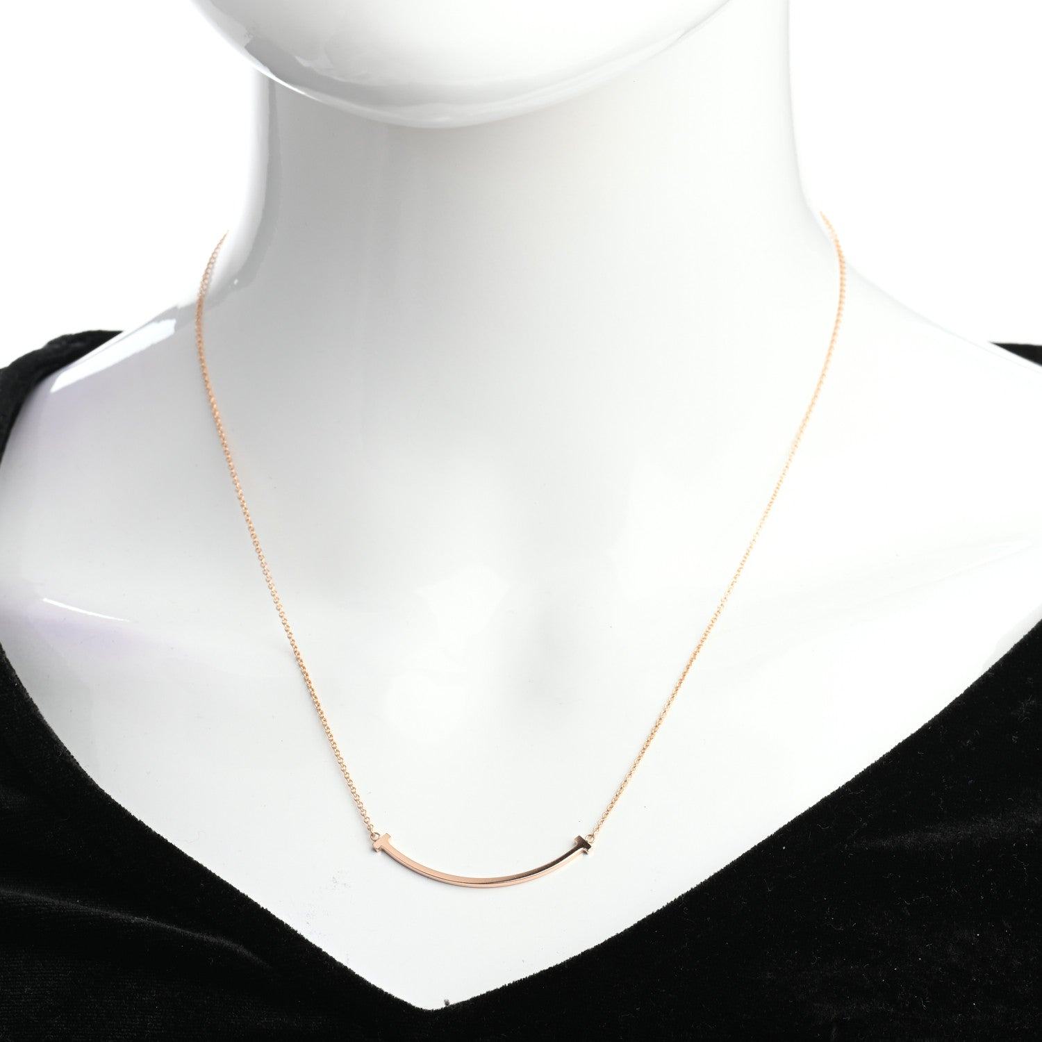 Tiffany 18K Rose Gold Small T Smile Pendant Necklace 2 of 4
