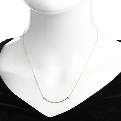 Tiffany 18K Rose Gold Small T Smile Pendant Necklace 2 of 4