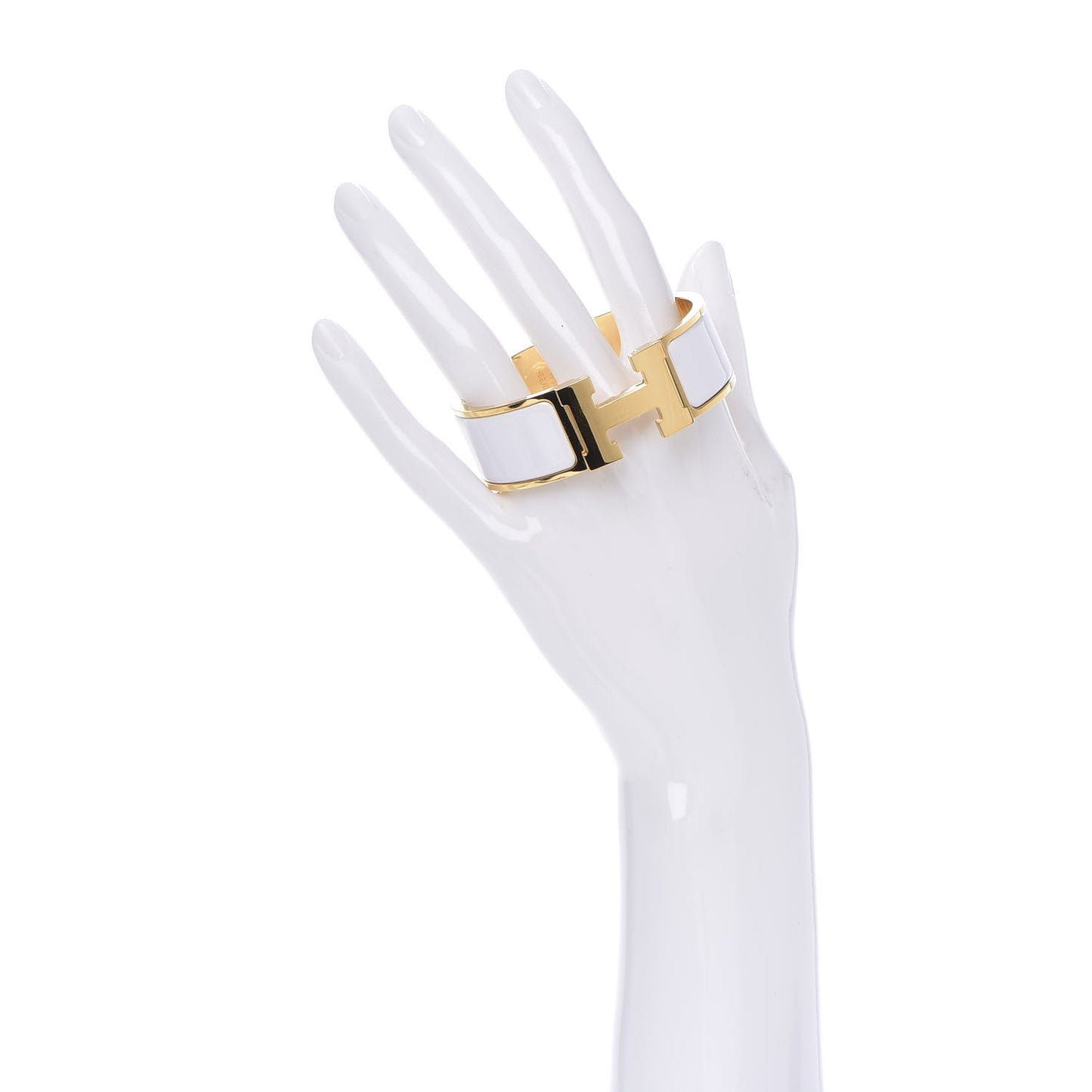Enamel Wide Clic Clac H Bracelet PM White