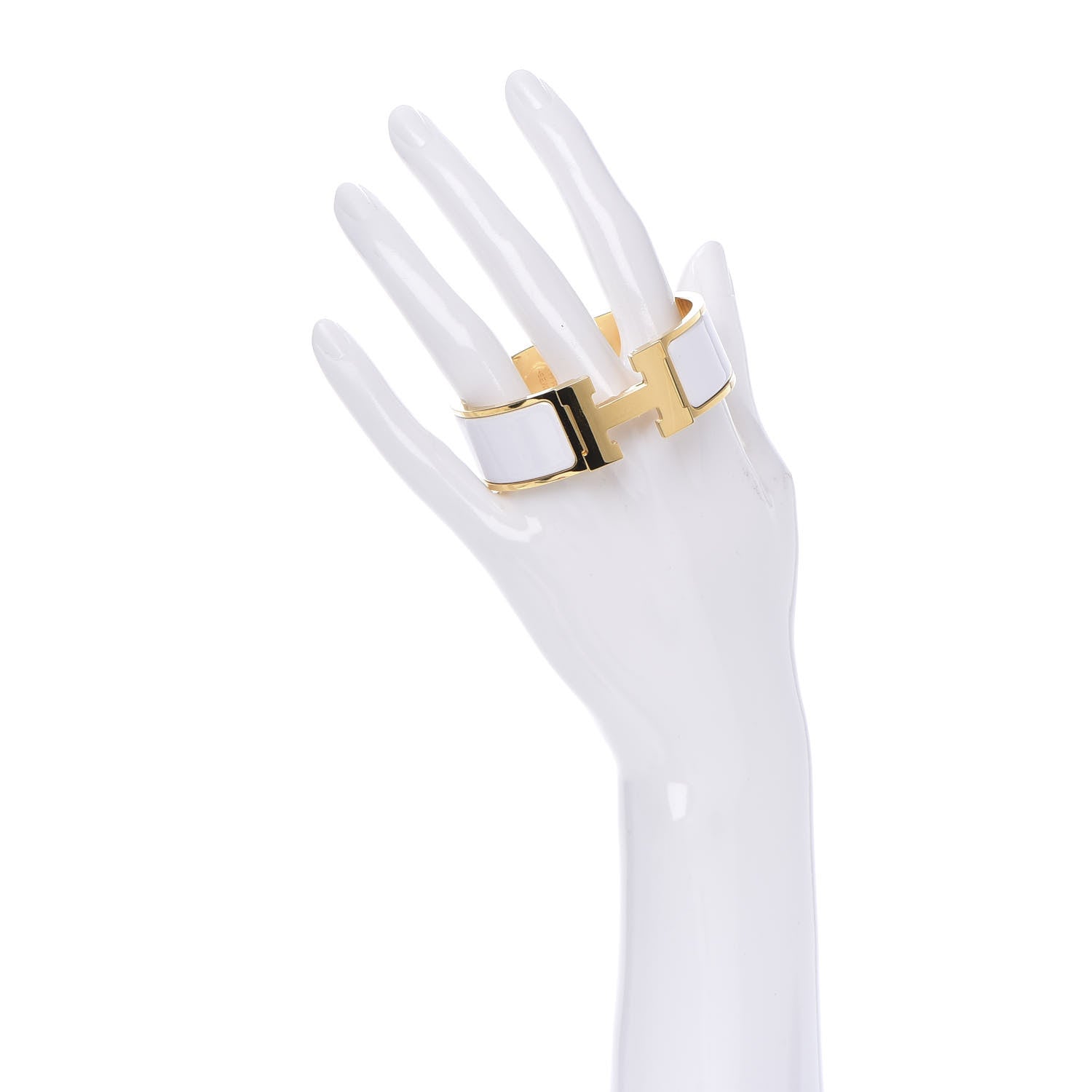 Hermes Enamel Wide Clic Clac H Bracelet PM White 2 of 4
