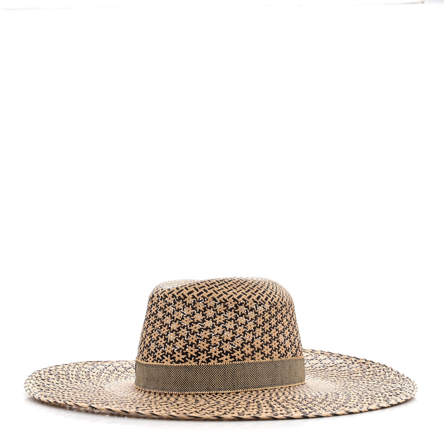 Hermes Straw Chapeau Femme Etna Panama Hat 57 Naturel Black 1 of 8